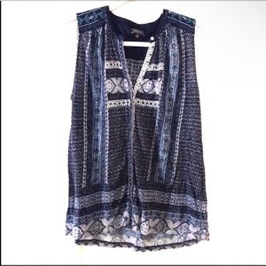 Lucky brand embroidered sleeveless blouse